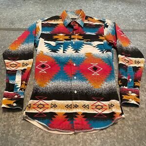 Vintage Panhandle Slim USA Western Shirt Mens Medium 15-34 Aztec Southwestern